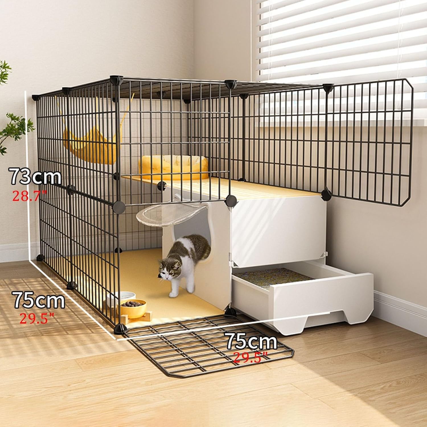 Large Indoor Cat Cage with Litter Tray, Transparent Pet Enclosure, Ideal for Small Animals, Puppies & Kittens – Easy to Observe, Safe & Spacious Living Space