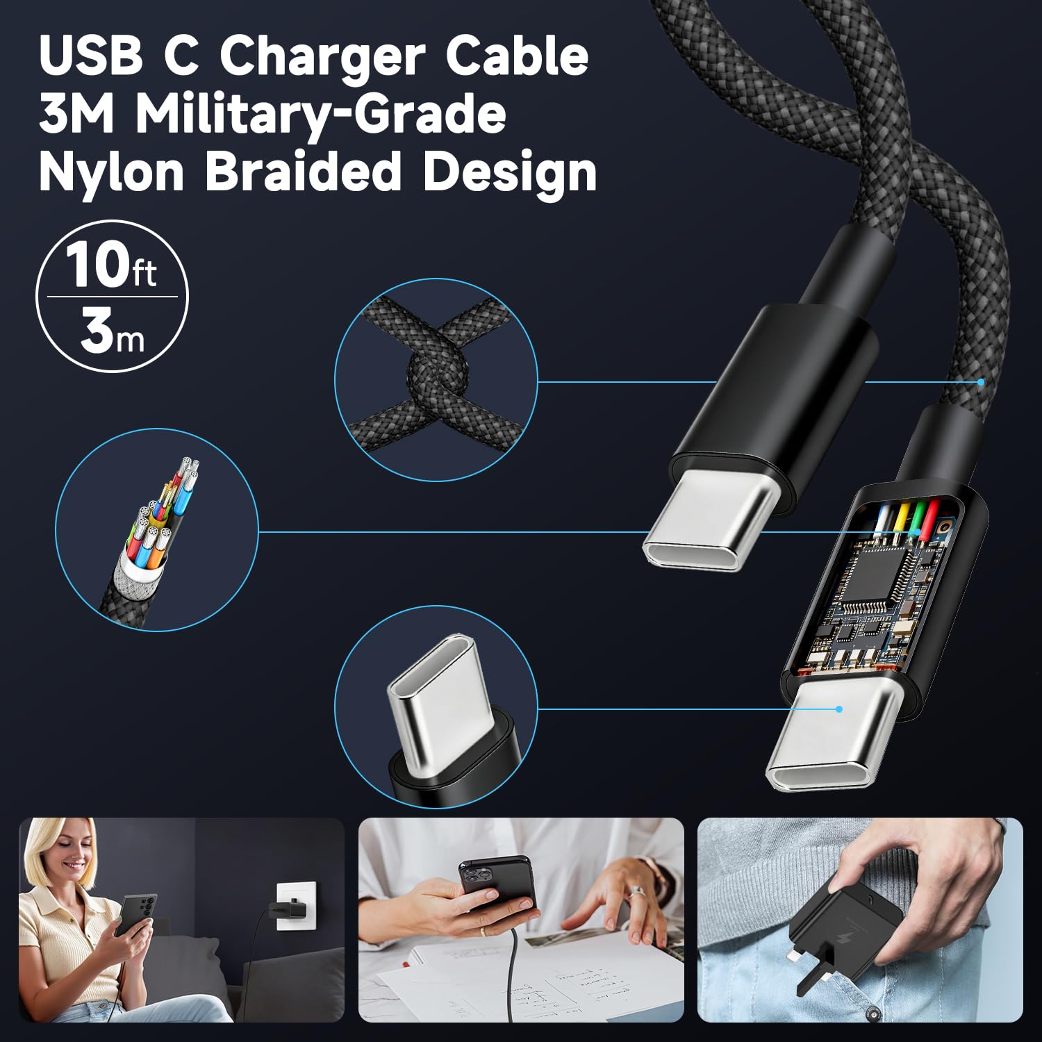 45W Super Fast USB C Charger for Samsung Galaxy S26 Ultra/S26+/S26/S25/S25+/S25 Ultra/S24/S24 Ultra/S23/S22/A55/A54/A15/A14, USB C Super Fast Charger with 3M USB Type C Charging Cable and Plug Charge — view 4