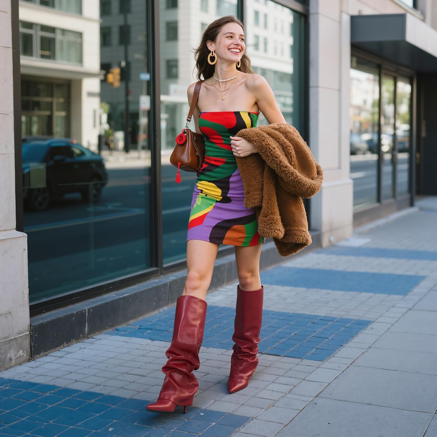 Womens Knee High Boots, Fold Over Shark Boots Stiletto Heels Slouchy Long Boot Pointed Toe Thigh High Dress Shoes Sexy Fashion Tall Boot for Women with Zipper - Image 3