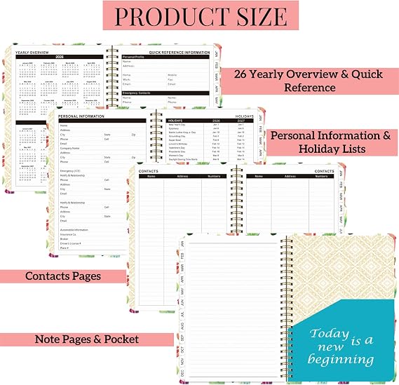 Planner 2026, Jan 2026-Dec 2026 Monthly & Weekly Calendar Planner,A5 Size