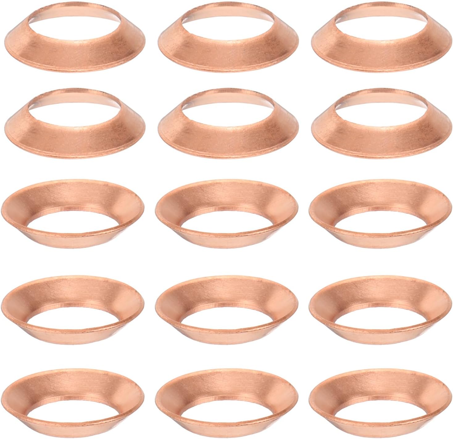 Generic Flare Gasket, 15 Pcs Fit for 3/8" Tube Size 45 Degree Copper Flared Pipe Fittings for Air Conditioner Refrigeration Accessories