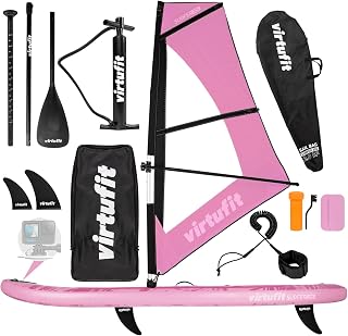 VirtuFit SUP Board Surfer 305 - Tabla de surf hinchable con vela de windsurf, incluye accesorios, remo, bomba, bolsa de transporte, soporte para GoPro, principiantes a avanzados, 305 x 81 x 15 cm