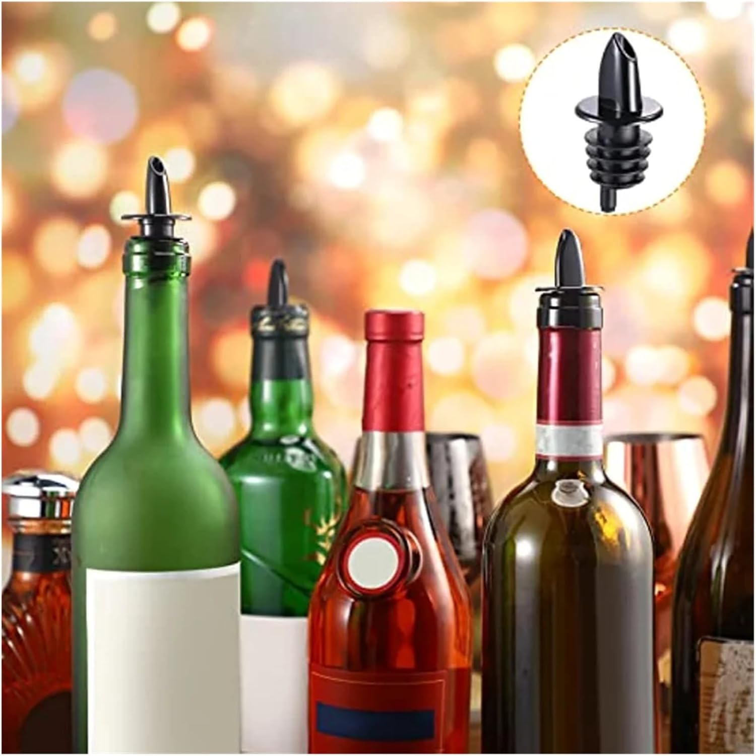 Liquor Bottle Pourers Flow Pourers Plastic Spouts Black Bottle Pourers for Bars Clubs Pubs Restaurants Coffee Shops(10pcs)