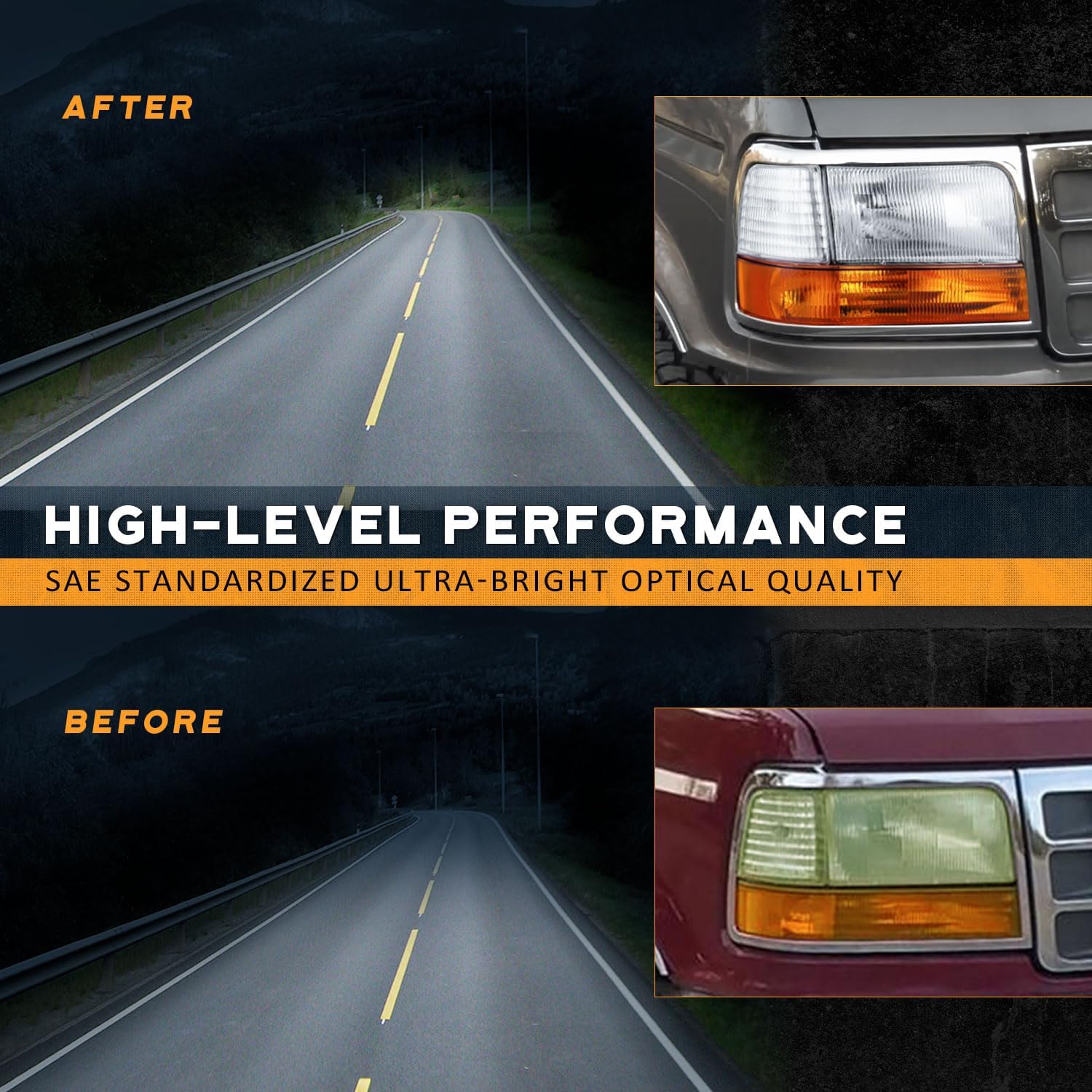 WEELMOTO Halogen Headlights for 1992-1997 Ford F-150 F-Super Duty / 92-98 F-250 F-350/92-96 Ford Bronco Replacement Headlamp with Corners and Signal Lights