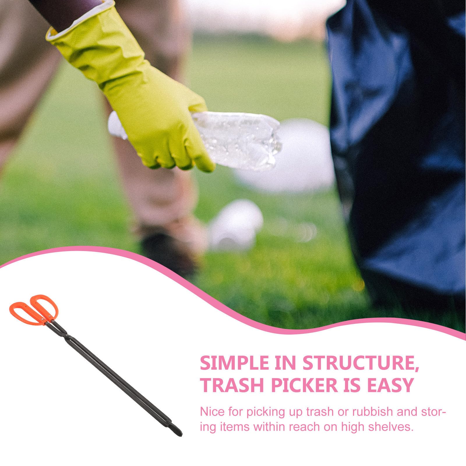UKCOCO Stabiler Müllgreifer aus Kunststoff und Metall für Außenbereich Tragbarer Greifer zum Aufheben von Müll für Reinigungspersonal und Hohe Regale