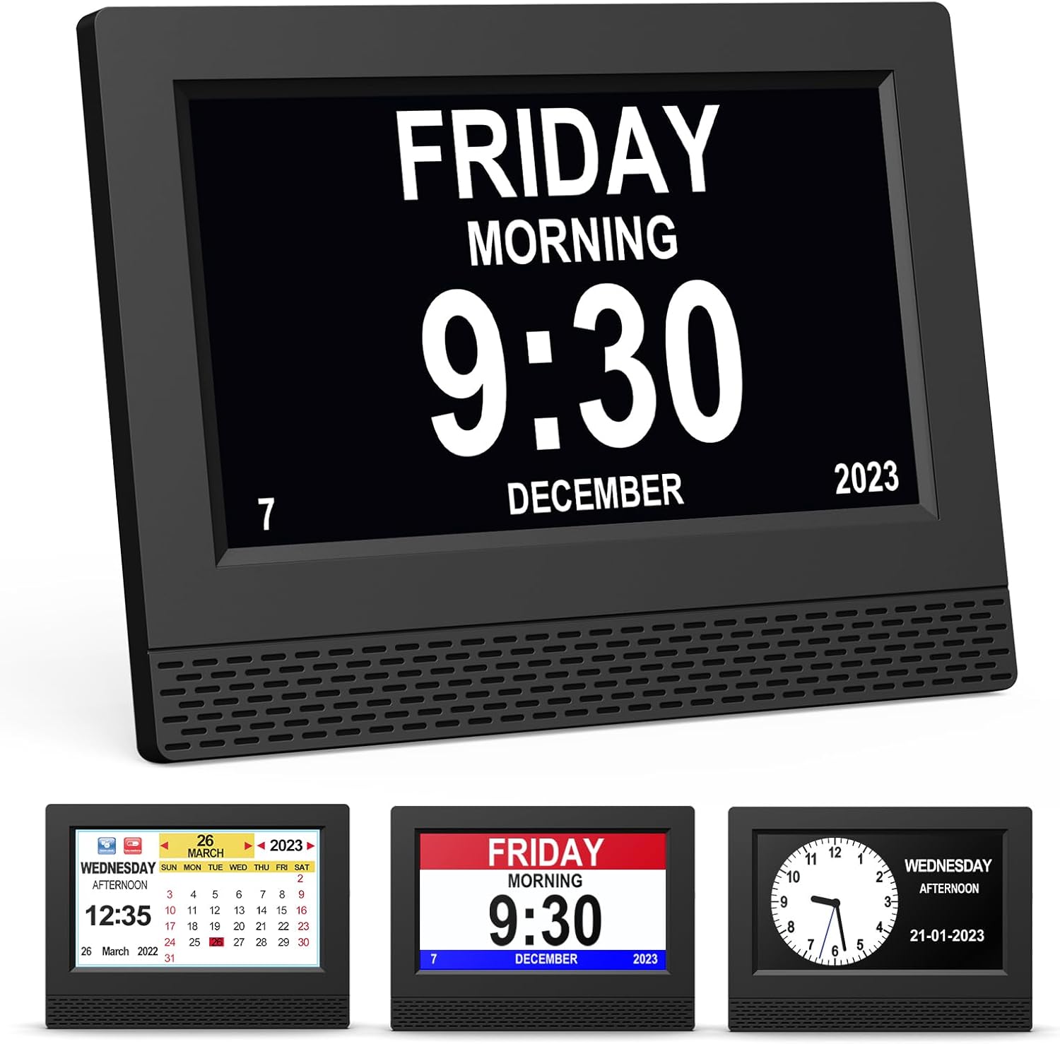 SENXINGYAN Digital Calendar Alarm Clock, 7" HD Large Screen Display, New Multiple