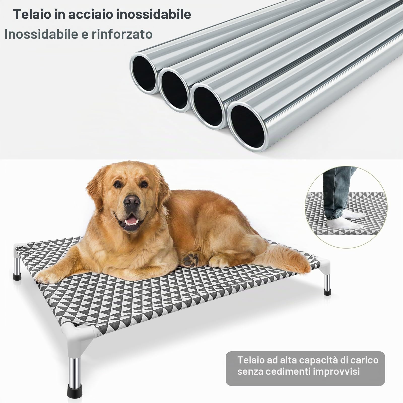 Kuntrust Cuccia per cani rialzata per esterni, portatile, rialzata