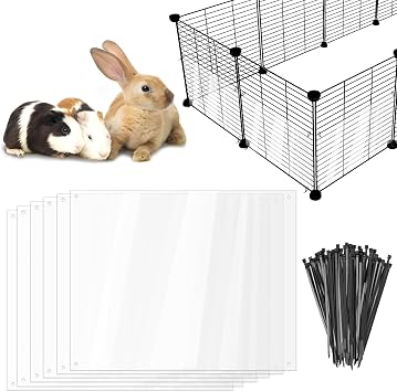 6 Pcs Pet Cage Liner, Clear Cage Edge Liner Protection, Bunny Cage Urine Guard, Obstruct Cage Side Litter for Rabbit Guinea Pig Hamster Hedgehog Chinchilla Ferret Bunny11.8" x 9.8"