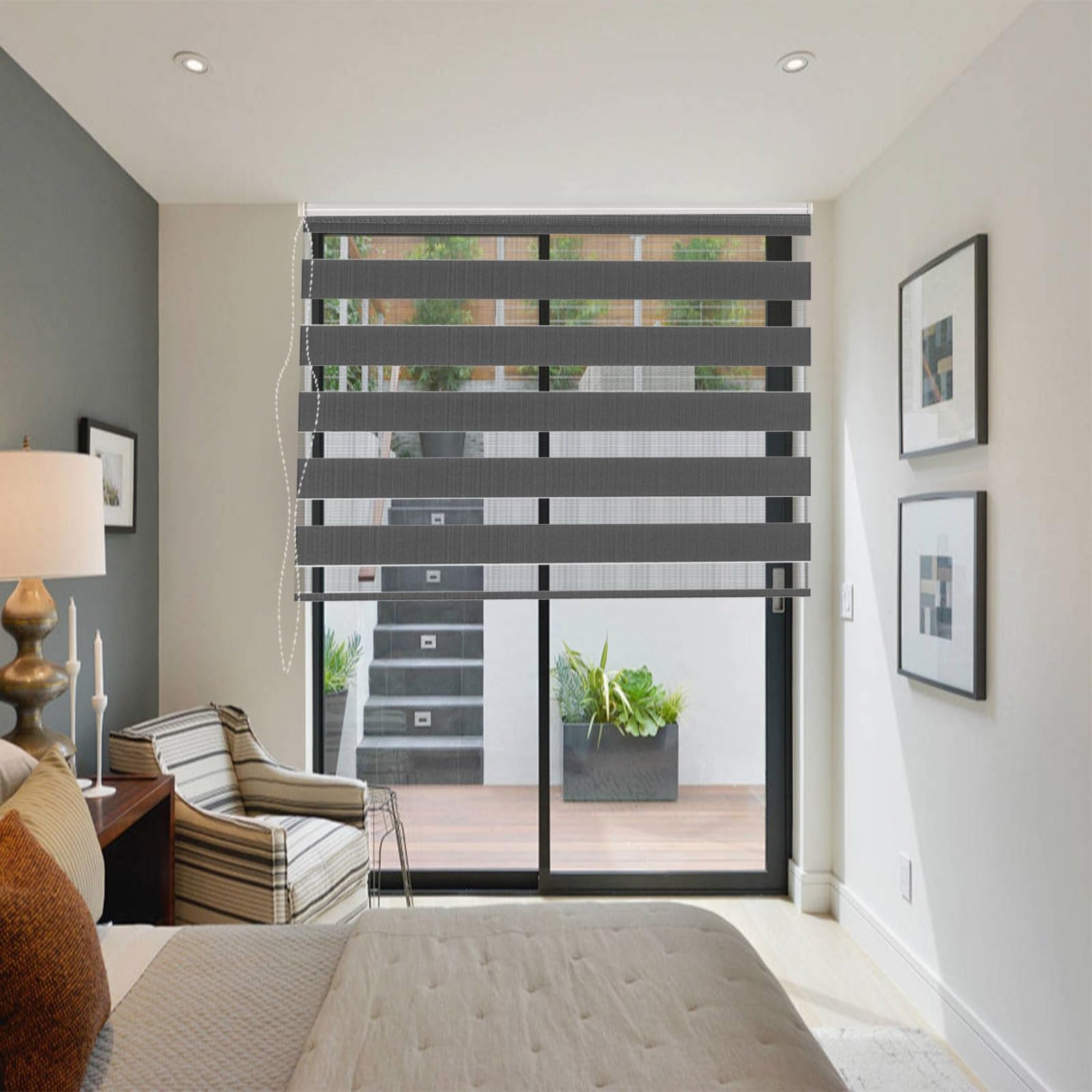 Portable Blackout Blinds 35 x 160 cm Thermal Insulated UV Protection Home Blackout Roller Window Blind Easy to Install Fittings Included for Home Office Bedroom, Ciemny szary
