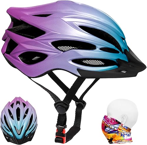 Casco de bicicleta de alta calidad, ligero ajustable de 22.4-24.4in, casco de bicicleta para adultos con diadema, visera solar, 22 rejillas de