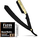 Facón Straight Razors for Men - Professional Barber Straight Edge Razor Kit with 100 Blades, Classic Stainless Steel Barbero Shaver for a Smooth & Precise Shave, Premium Barber Razor for Men's Shaving