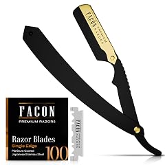 Fac n Straight Razors for Men - Professional Barber Straight Edge Razor Kit with 100 Blades Classic Stainless