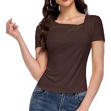 Womens Summer Asymmetrical T Shirts Trendy Going Out Slim Fit Crop Tops Short Sleeve Basic Shirts