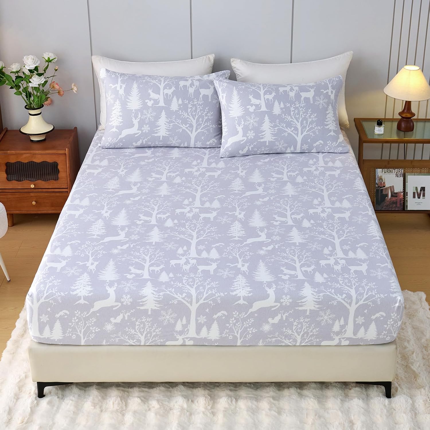 100% Cotton Flannel Fitted Sheet Only, Ultra Soft Cozy Warm Fitted Bottom Sheet for All Season, 16" Deep Pocket, Full