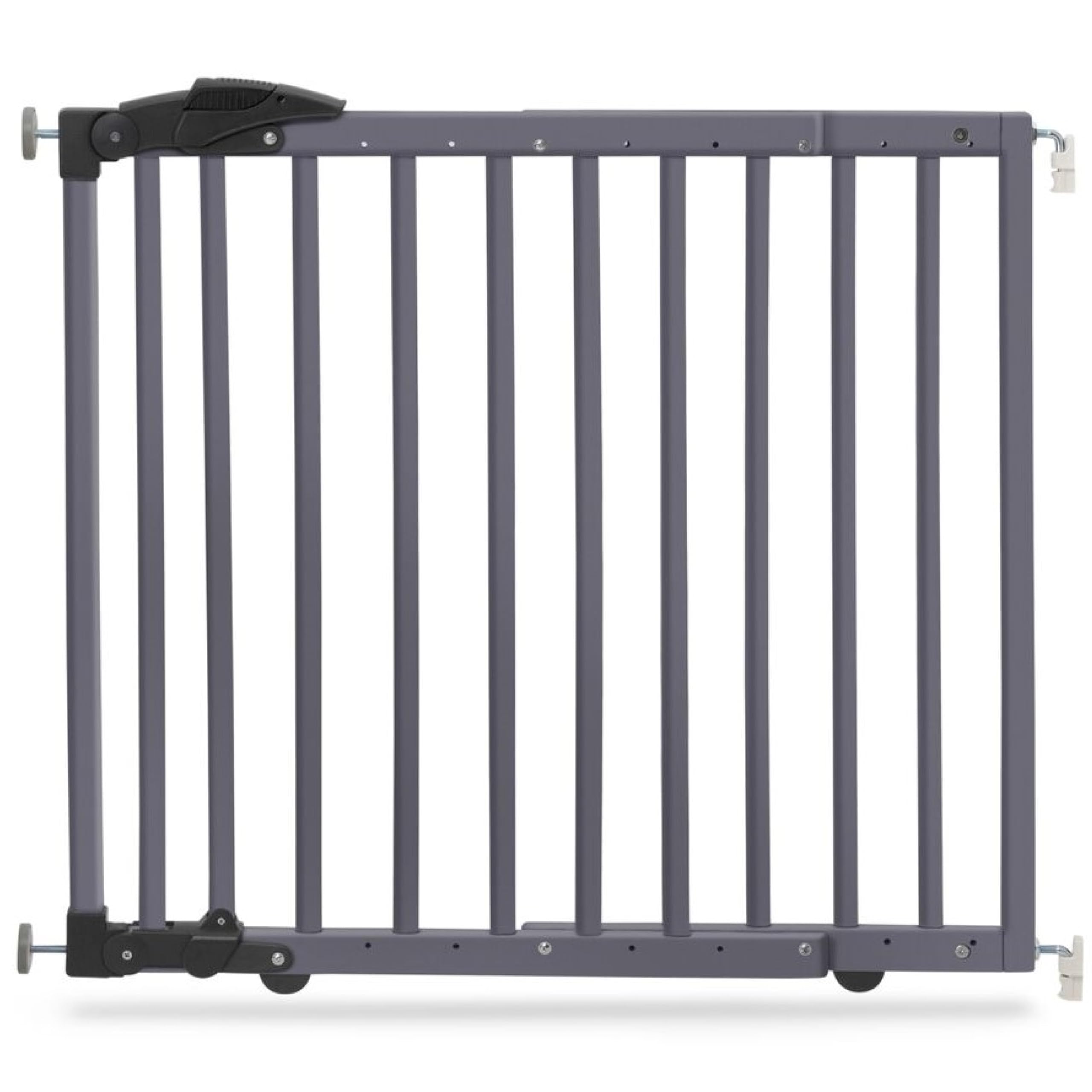 Geuther Treppenschutzgitter ohne Bohren, 68‑102 cm | Flexibles & klemmbares Kinderschutzgitter I Türgitter Baby aus Holz, massiv I Türschutzgitter ohne Bohren mit Sicherheitsverschluss I Farbe Grau