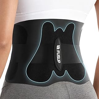 Thin Back Brace with 0.5mm Ultra-Thin & Seamless Design Under Clothing, FUSUP Anti-Slip Lumbar Support Belt with 2 Removable & Adjustable Straps - for Low Back Pain, Back Injuries, Office, Daily Wear, Sports (Women & Men) (Black, Medium)