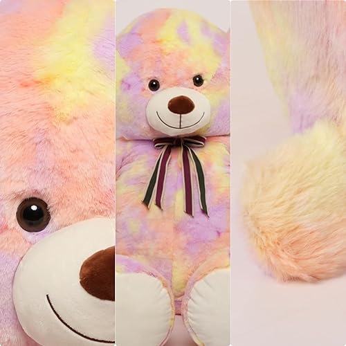 Miniatura 101 de Tezituor Oso de peluche gigante de 52 pulgadas, peluche grande de animales de peluche, color verde arcoíris, regalos suaves para San Valentín, Arco