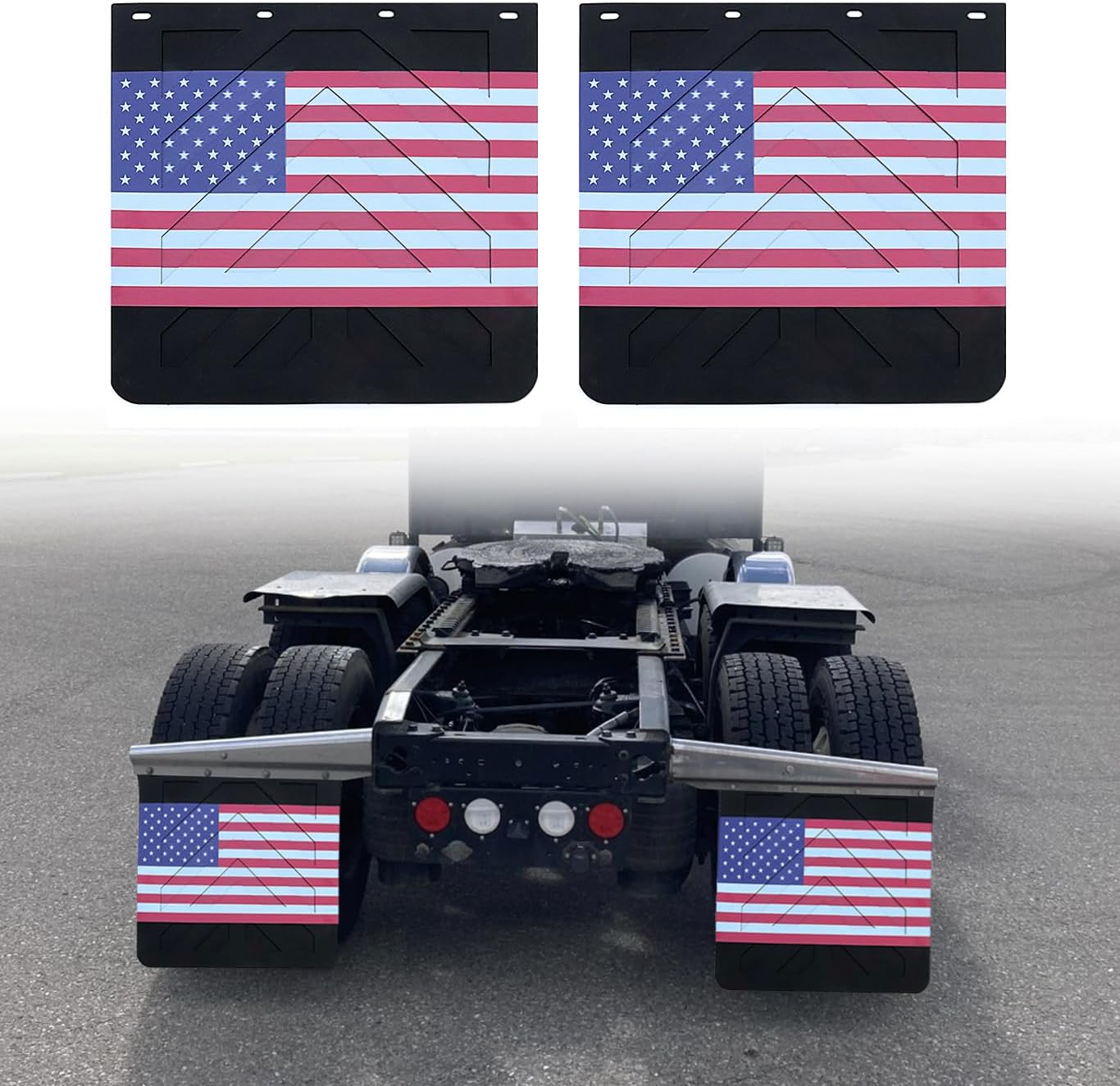 American Flag Mud Flaps for Semi Trucks PVC Polymer Tractor Trailer Heavy Duty Rubber Mudflaps Splash Guard, 24 x 24Inch, 2PCS