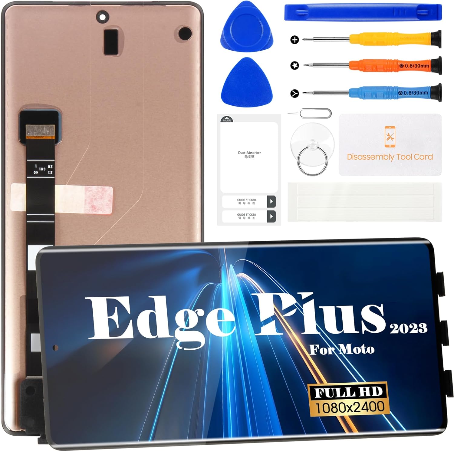 Original for Motorola Moto Edge Plus 2023 Screen Replacement for Moto Edge Plus 2023 LCD Display for Moto Edge Plus 2023 Touch Screen Digitizer Display Assembly Repair Kits Without Frame(Black)