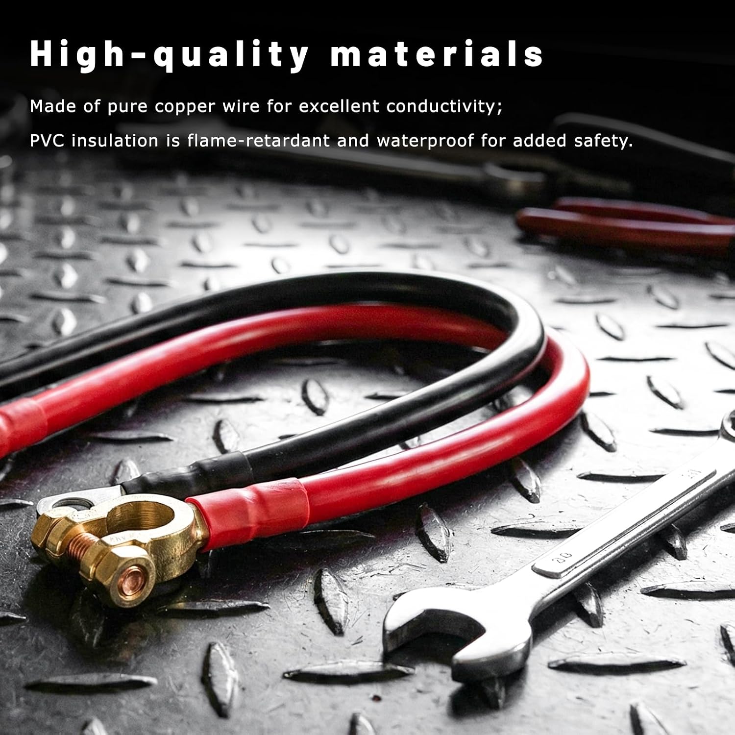 2 PCS 2AWG 22 Inch Battery Cables, Copper Power Inverter Wire Set with Connector Clamps & 3/8" Terminal Lugs, 56CM Battery Inverter Cable Kit for Car Truck RV Solar