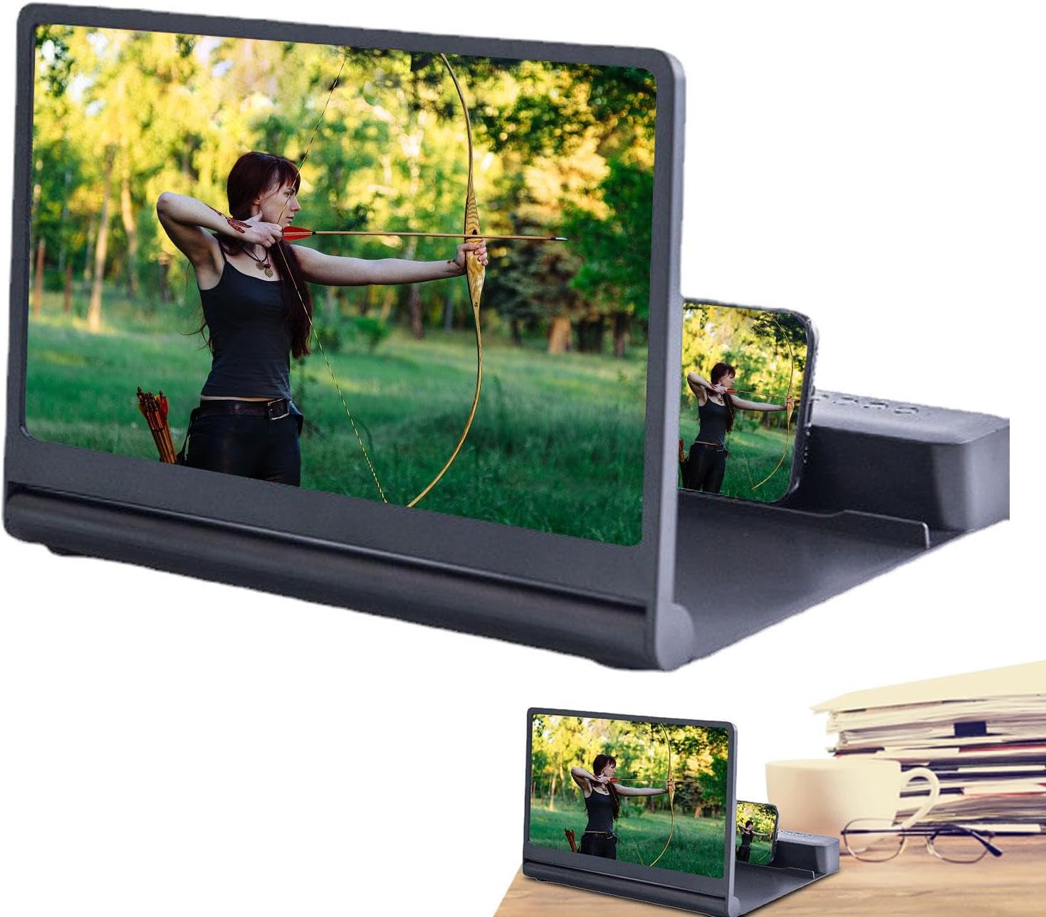 mobiles Phone Amplifier – 12in HD Screen Display, Speaker Audio System, Universal Phone Screen Magnifier | Movies Videos Reading gamings for Movies Videos Reading gamings