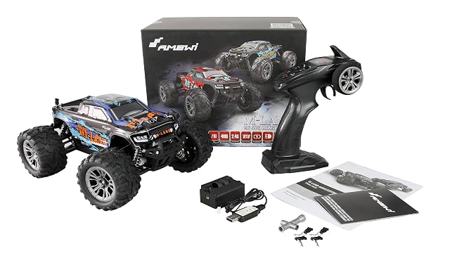 Foto 2 de 7 de Amewi M-Land Monster Truck - Camión teledirigido (48 km/h, 4WD 1:16, RTR, Incluye Mando a Distancia, batería…