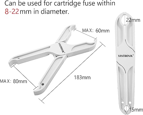 Miniatura 4 de VANTRONIK Extractor de fusibles para fusibles cilíndricos grandes y medianos, mango de agarre antideslizante aislado, 7.2 pulgadas de largo