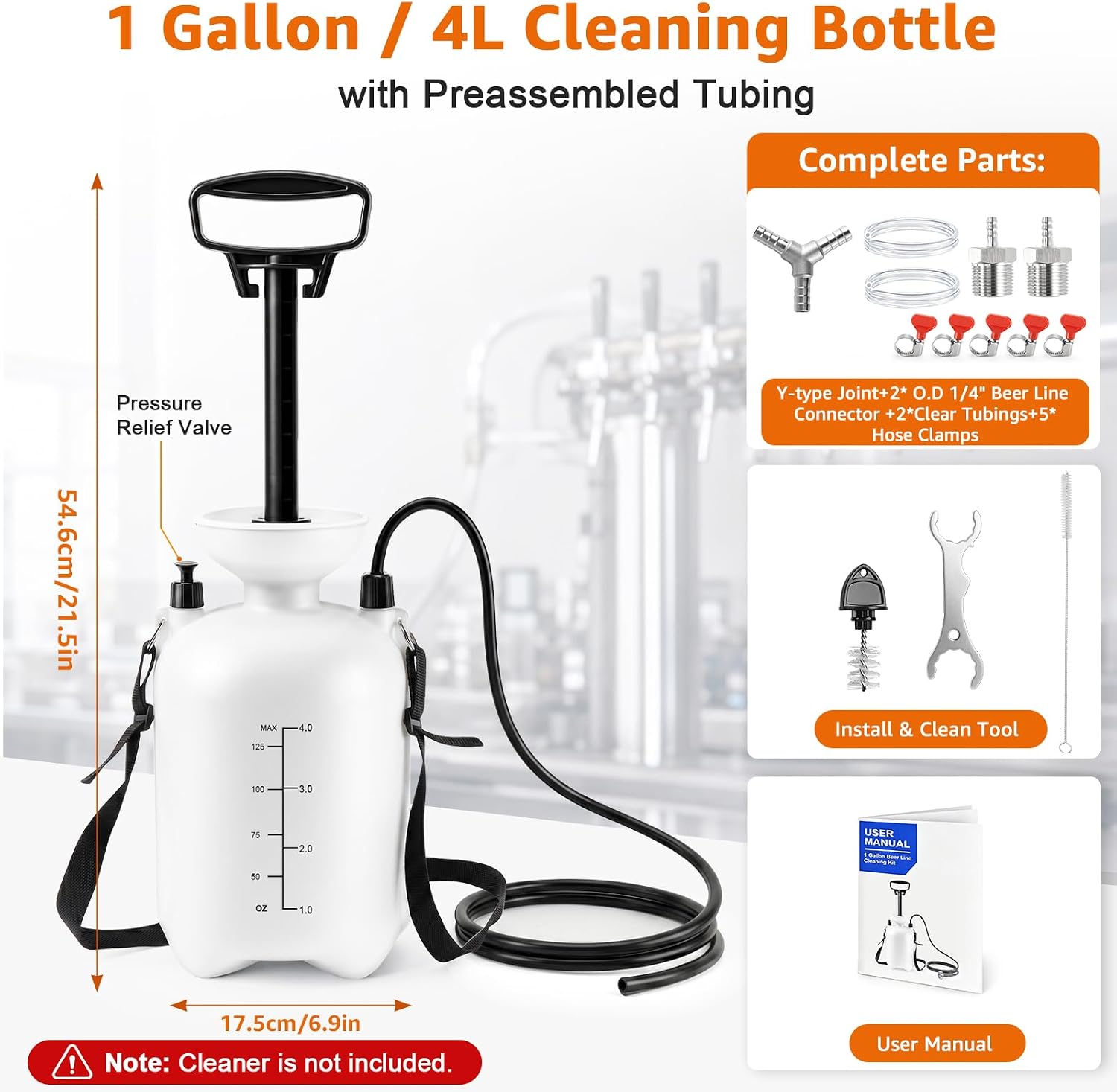 Kegerator Cleaning Kit with Beer Line Connectors, Upgraded 2-Line Cleaning