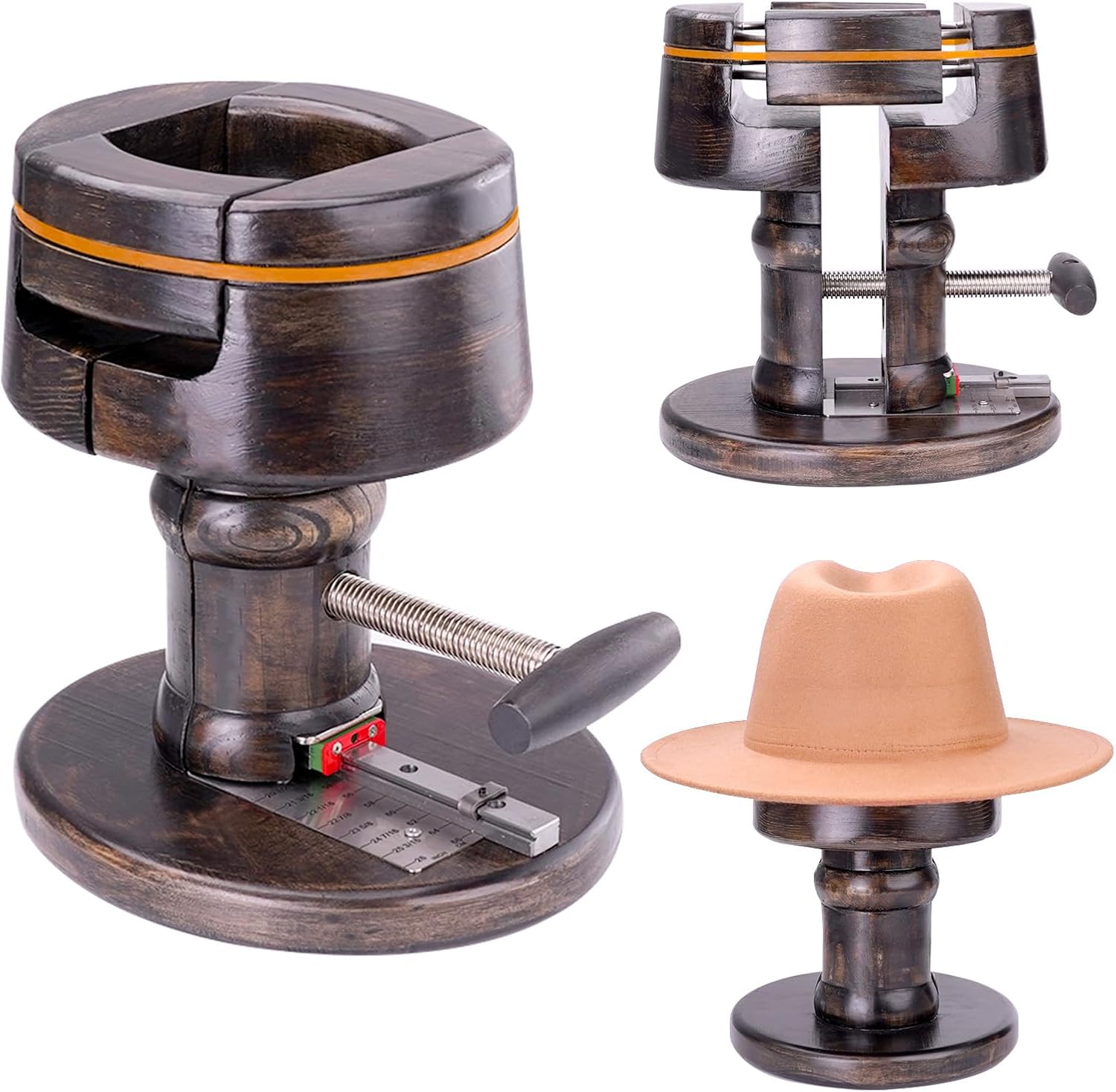 4-Way Cowboy Hat Stretcher Wooden Hat Sizer Tool for Western, Felt & Wool Hats(Vintage)