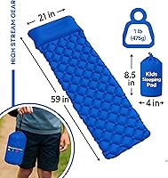 Vista 2 de Kids Sleeping Pad for Camping and Sleepovers with Pillow, Inflatable Camping Mattress for Backpacking & Travel, Thick Toddler Cot Mat, Fast