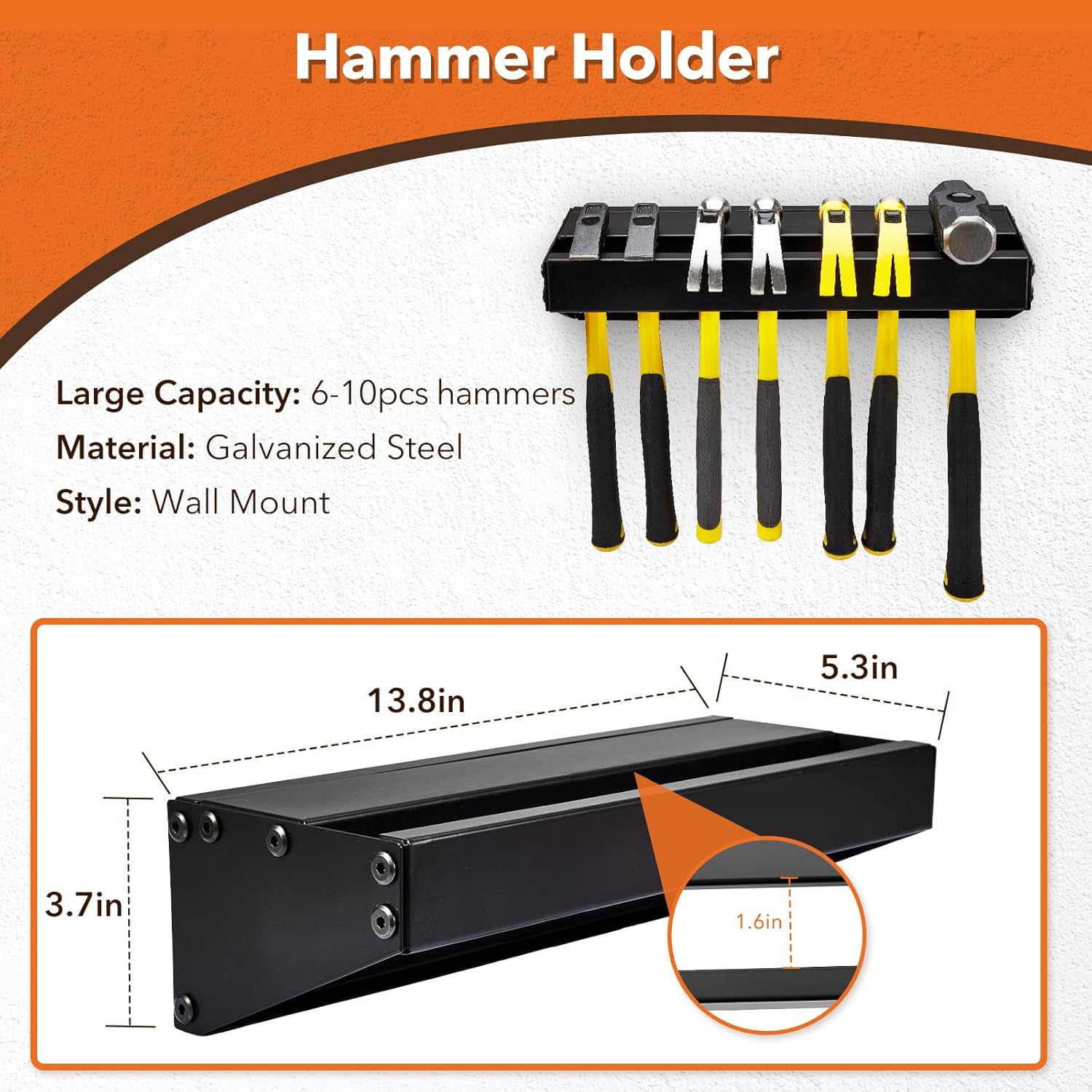 4Pcs Wall Mount Tool Organizer Set,Include Screwdriver Organizer,9mm-24mm Wrench Holder,Pliers Holder,Hammer Rack,Galvanized Steel Hand Tool Storage for Workshop,Shed,Garage,Home