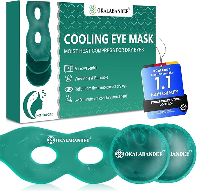 Cooling Eye Mask with 2 Gel Pads, Reusable Relief for Tired Eyes, Hot & Cold Therapy for Puffy Eyes, Adjustable Strap for Comfort, Soothes Puffy & Dark Circles