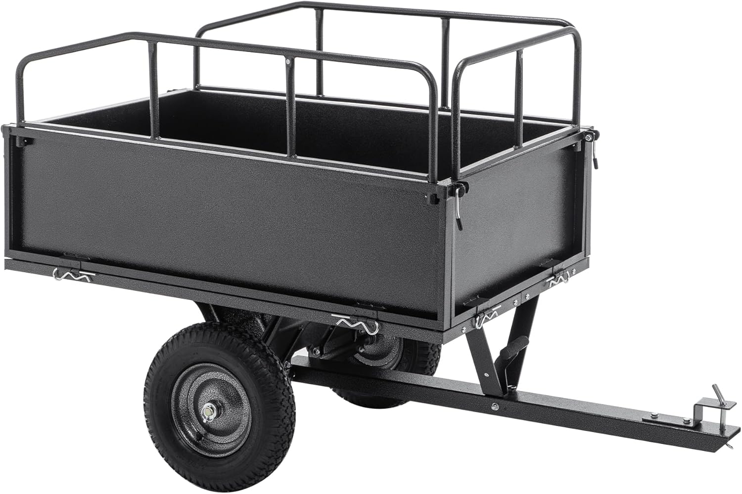 600LBS Heavy Duty Steel Dump Cart Trailer, 17 Cu.Ft. Tow Behind Capacity with Rubber Tires for Garden & Yard Work Trailer, Foot Pedal & Easy-Maneuver Handle for Soil, Rocks, and Firewood (Black)