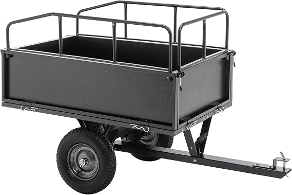 Steel Dump Cart, 600 lb Capacity, 17 Cubic Feet, Pneumatic Tires, Heavy Duty Garden Wagon for ATV, UTV, Lawn Tractor (600 lbs)