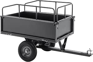 600LBS Heavy Duty Steel Dump Cart Trailer, 17 Cu.Ft. Tow Behind Capacity with Rubber Tires for Garden & Yard Work Trailer, Foot Pedal & Easy-Maneuver Handle for Soil, Rocks, and Firewood (Black)