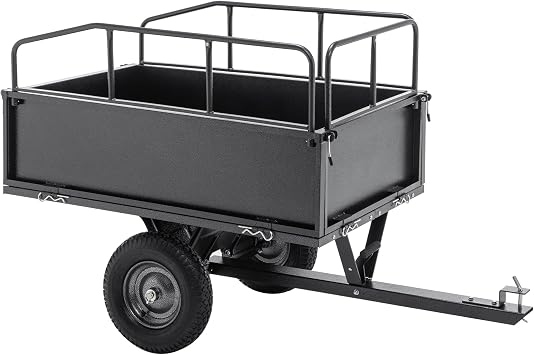 Steel Dump Cart, 600 lb Capacity, 17 Cubic Feet, Pneumatic Tires, Heavy Duty Garden Wagon for ATV, UTV, Lawn Tractor 600 lbs