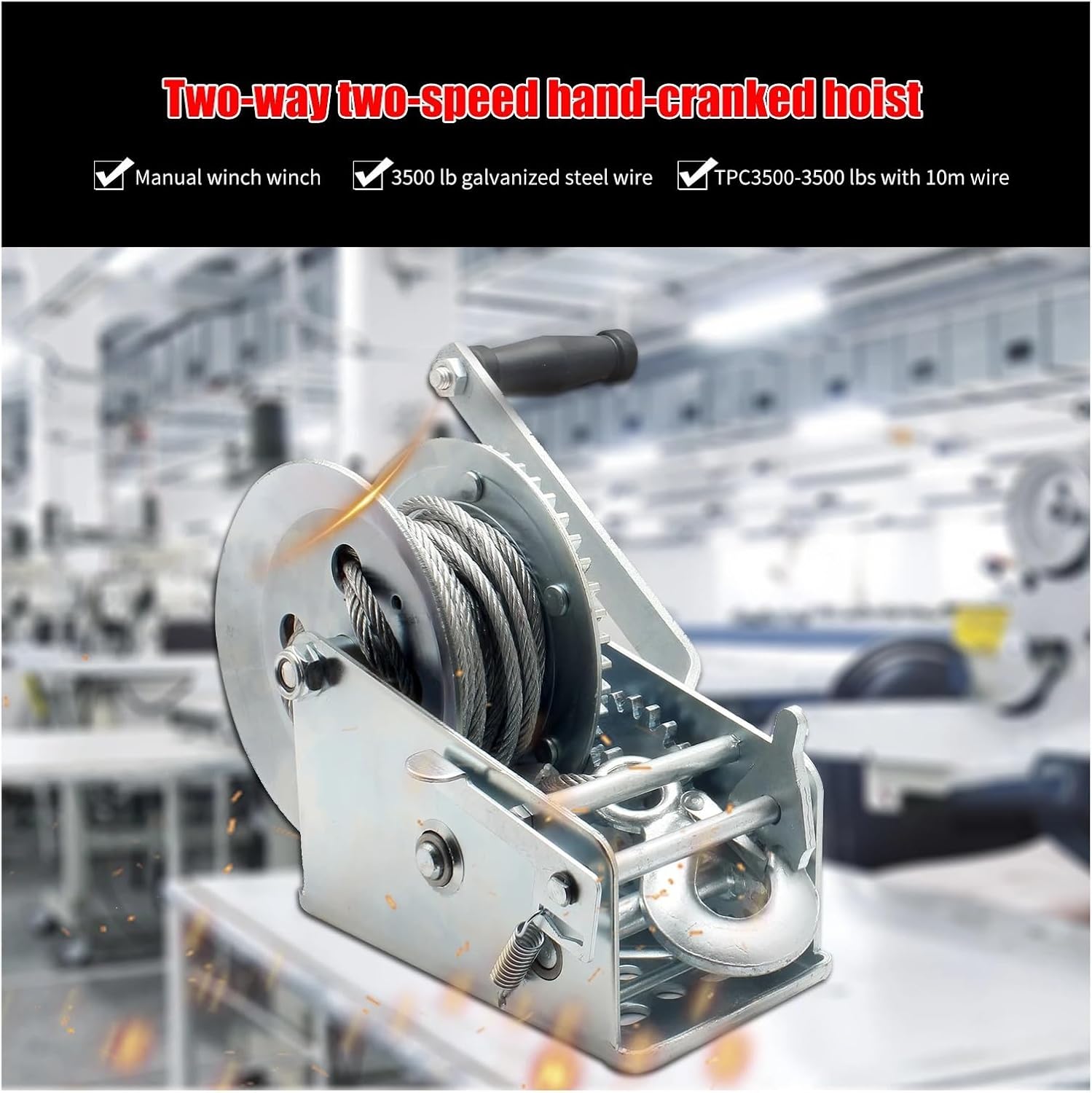 Manual Winch Dual Gear Hand Winch Hand Crank Manual Boat ATV Rv Trailer Cable Solid Wire Rope Precisely Control The Movement