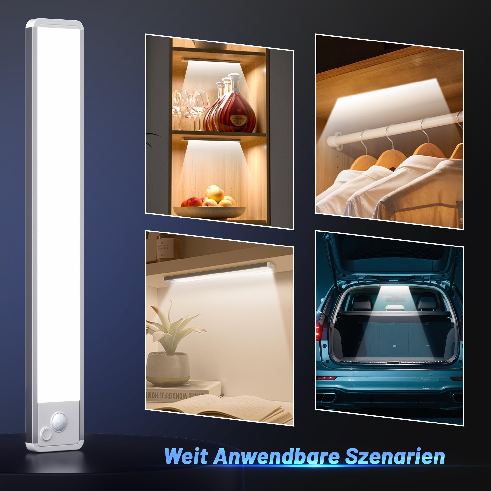 Schrankbeleuchtung Unterbauleuchte Küche LED Bewegungsmelder - 20CM White light 5Pack Kabellose Beleuchtung für Schrank und Regal mit Bewegungsmelder