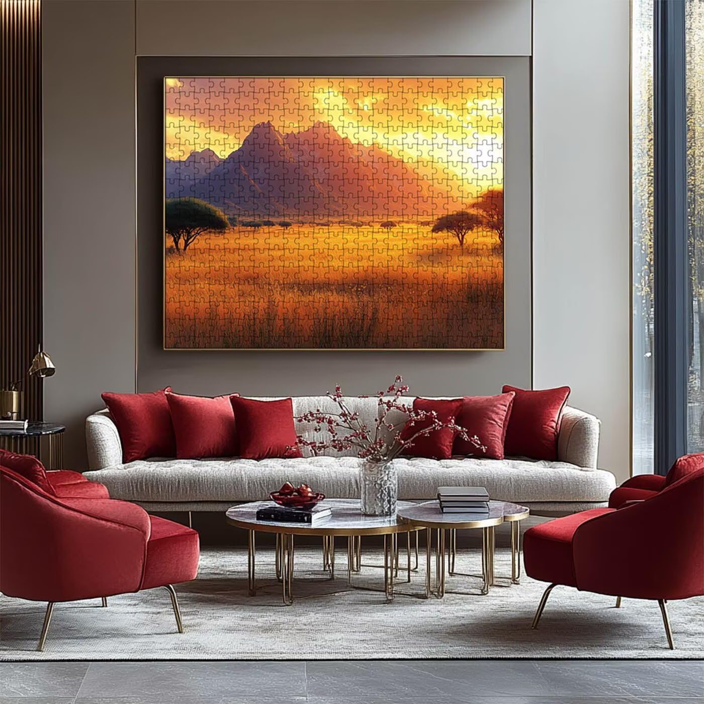 Puzzle 3000 elementów dla dorosłych, afrykańska sawanna, drewniane puzzle dla dorosłych, zachód słońca, klasyczne puzzle, 3000 elementów dla całej rodziny, puzzle do pokoju, dekoracja, prezenty dla