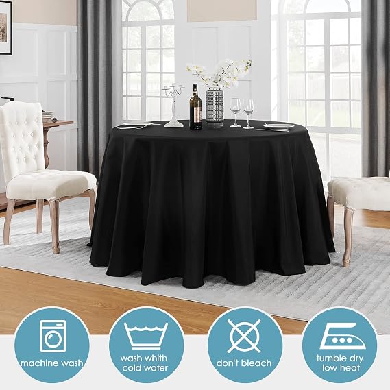 VidaFete Classic Series 1 Pack 70inch Round Polyester Table Cloth, Black