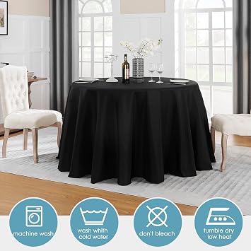 VidaFete Classic Series 1 Pack 70inch Round Polyester Table Cloth, Black