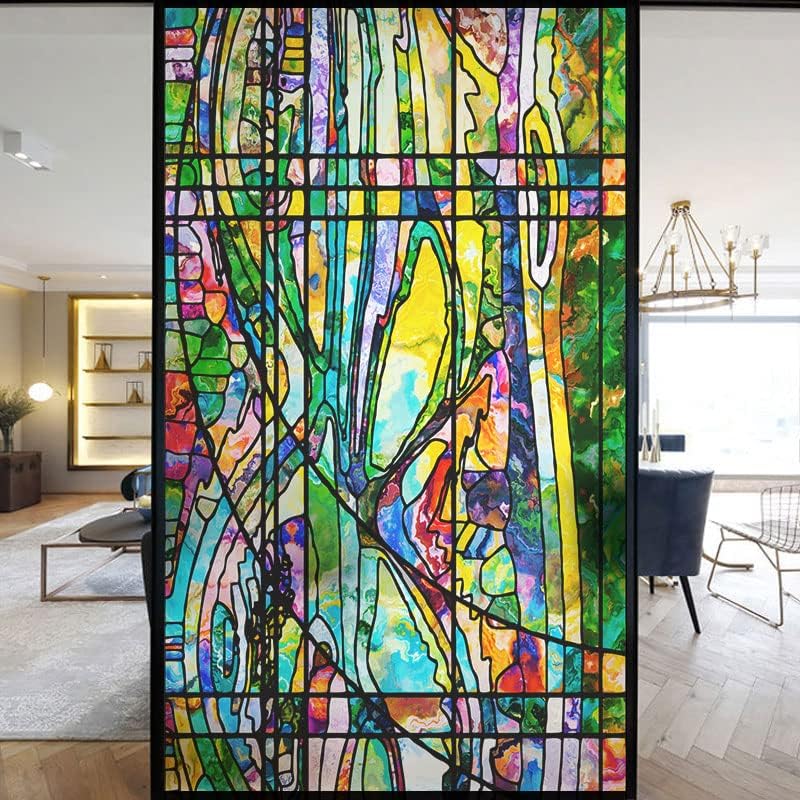 Miniatura 5 de Pegatinas de privacidad para ventanas de iglesia europea, adhesivos para ventanas, adherencia estática, esmerilado, bloqueo UV, colores apagados,