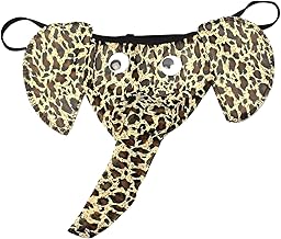 XPEX 1 Piece of Funny Leopard Boxer Briefs for Men, Elephant Briefs for Men, Sexy T-Shaped Briefs with Leopard Print, Gifts for Men