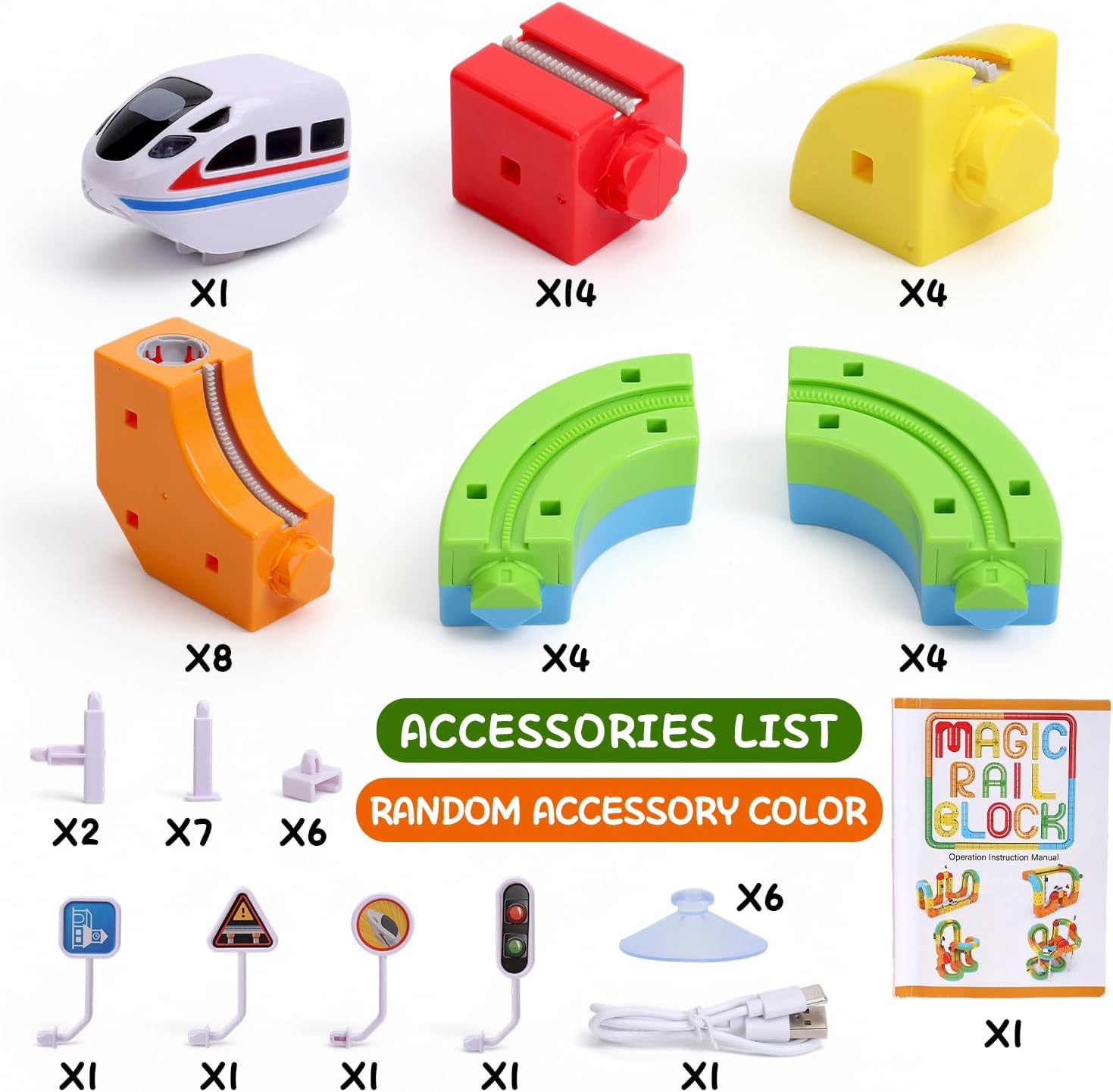 Electric Train Set for Kids,3D Infinity Flexible Track, DIY Track Building Kits with Train and Traffic Signs Traffic, STEM Gravity-Defying Learning Toy for Boys Girls 4 5 6 7 8 Birthday (Standard)