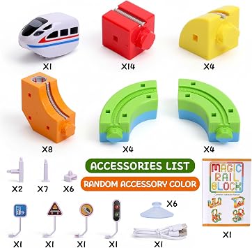 Clickrail Electric Train Set, 3D STEM Magic Rail Cube Train Set, Track Fusion Toy with Flexible Building Race Track & Gravity-Defying Train, DIY Cube Track Educational Toy for Boys & Girls 3+