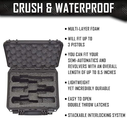 Miniatura 2 de Estuche para pistola de 3 pistolas | Estuche para pistola triple Doro impermeable con inserto de espuma Mycasebuilder personalizado | Pistola dura y