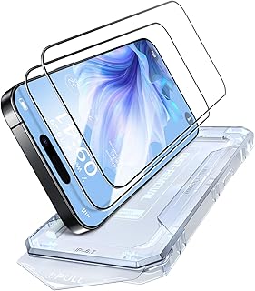 Unbreak Top 9H+ Glass for iPhone 15 pro max Screen Protector 12FT Military Armor Shatterproof + Longest Durable, 1:1 Full-Coverage Tempered Glass, Auto-Align Fit Bubble-free, 2-Pack