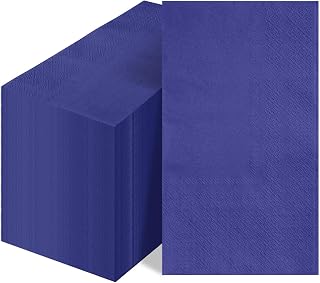 100 Pcs 2-Ply Navy Blue Napkins Paper Napkins Disposable Guest Hand Towels for Bathroom Dinner Wedding Baby Shower Party Guest Bathroom Napkins