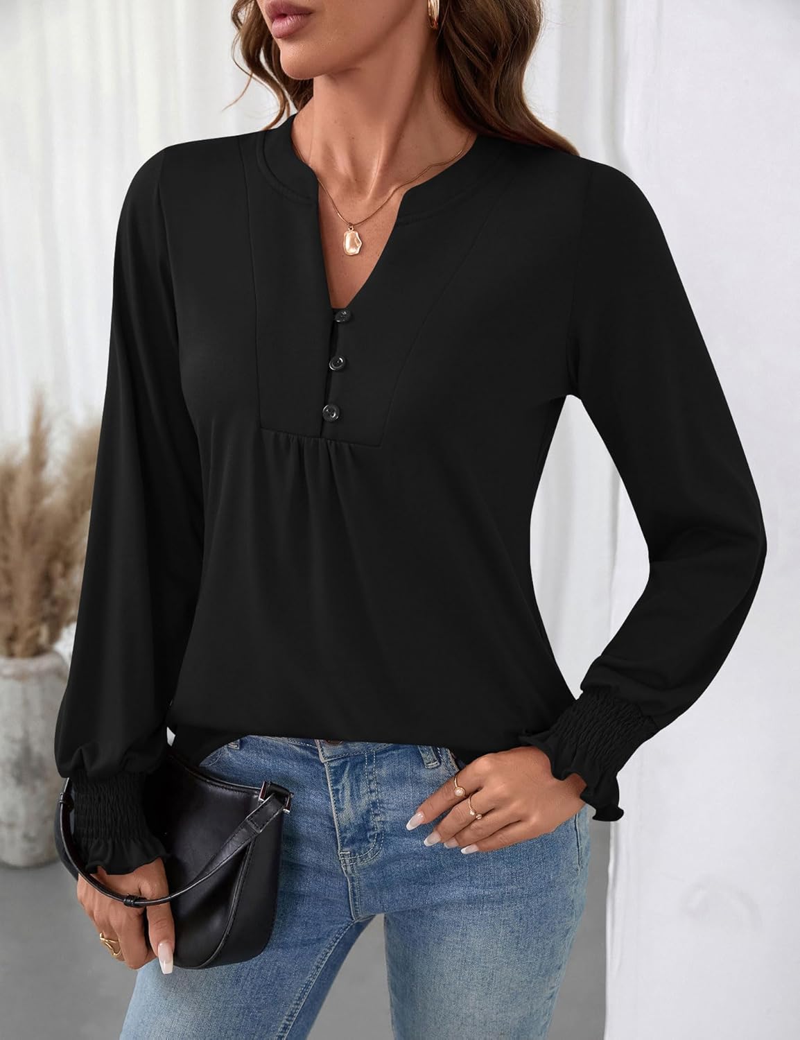 Ivicoer Womens Tops Long Sleeve Shirts for Women V Neck T Shirts Blouses for Women Dressy Casual - Image 3