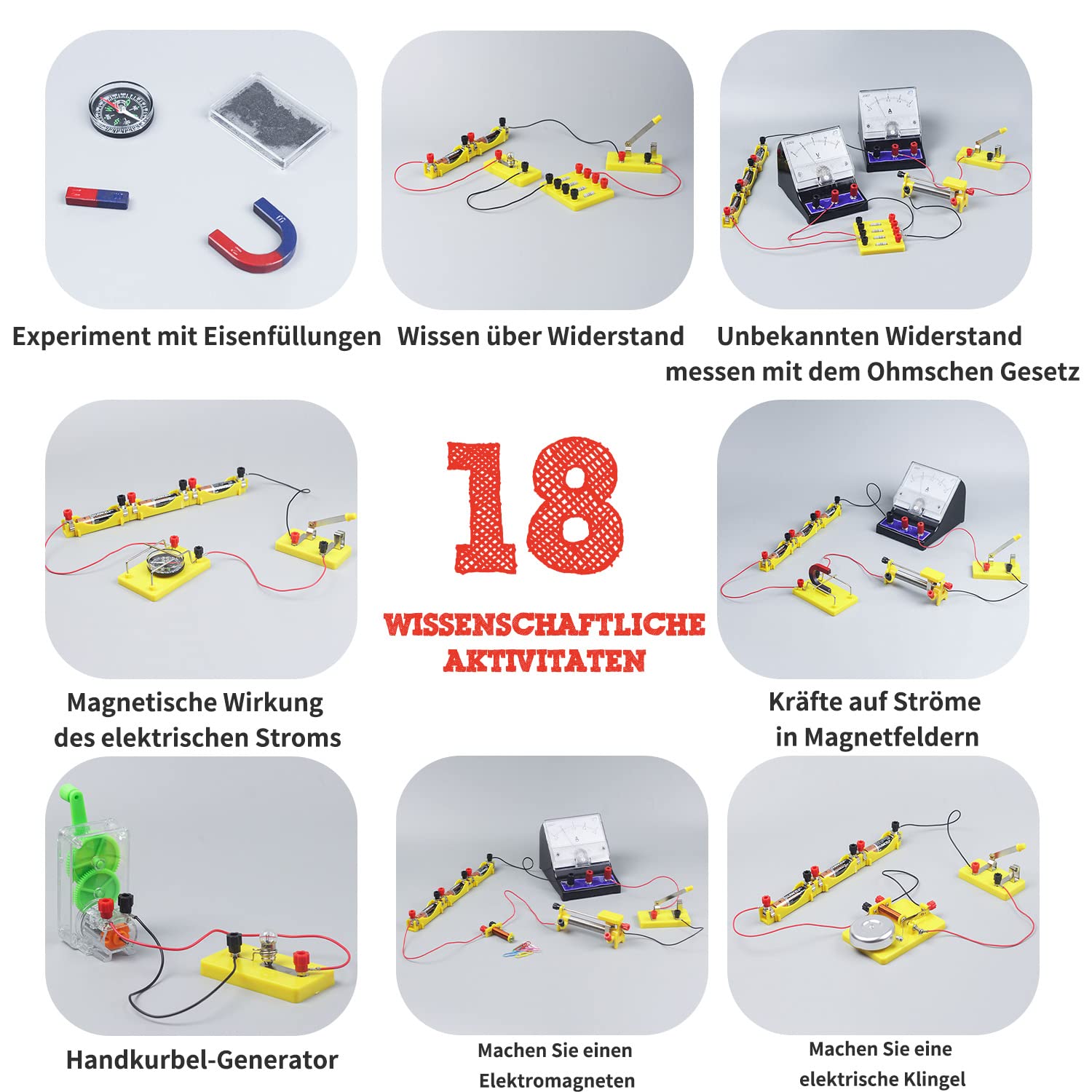Teenii Elektrizität und Magnetismus Experimentierkasten für Kinder, STEM Wissenschaftsset mit Stromkreisen, Physik Lernspielzeug mit 50 Teilen, Experimente für Kinder ab 8 Jahren
